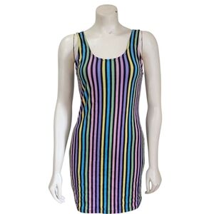 Motel Rocks Uniper Rainbow Stripe Dress Size Medium NWT